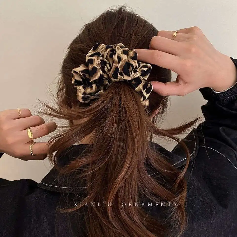 New Fashion Leopard Elastic Hair Bands Women Scrunchie Headwear Girls Hair Accessories  Korean Accessories