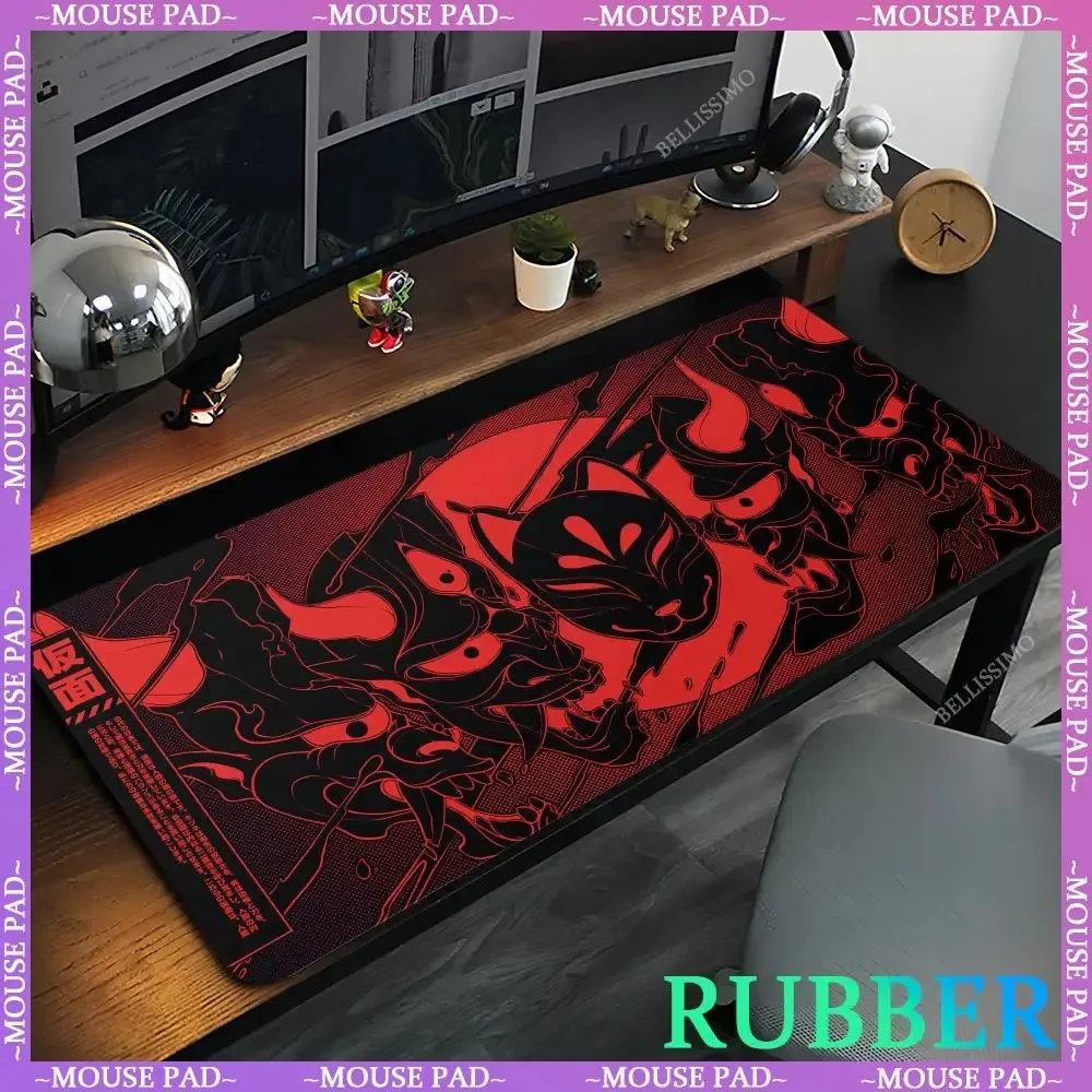 

Japanese Samurai Demon Mouse Pad Black Ghost Face Gamer Rubber Desk Mat Mouse Pads Carpet Accessories Desk Mat Gaming Mouse mats