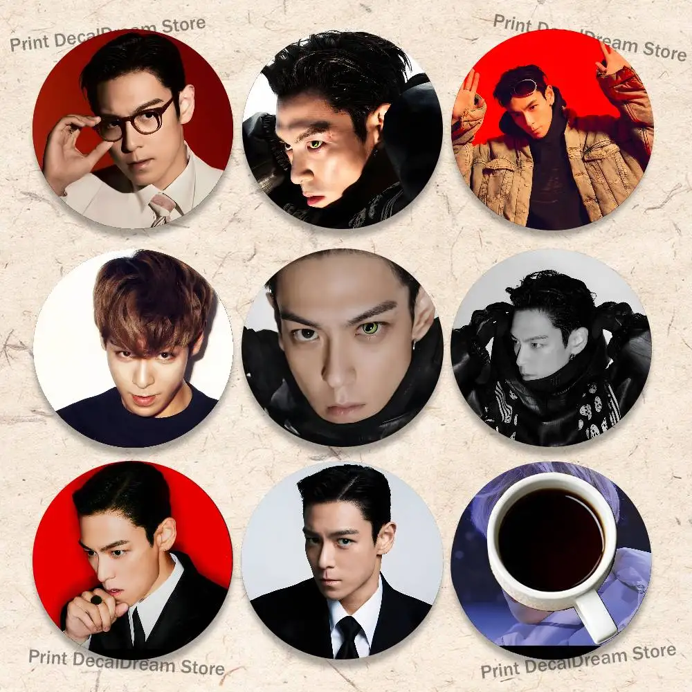 

For T-Top C-Choi Seung hyun 2026 2D Pattern round Wooden Coaster Decorative Coffee Cup for Use in Coffee Shops Bars Wine Beer