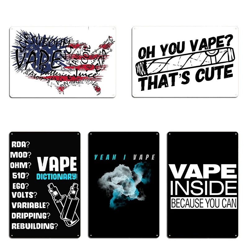 Vape Design Wordcloud Vape Impact لوحة معدنية لوحات الحفلات سينما نادي الحفلات Vape Tin تسجيل ملصق #1