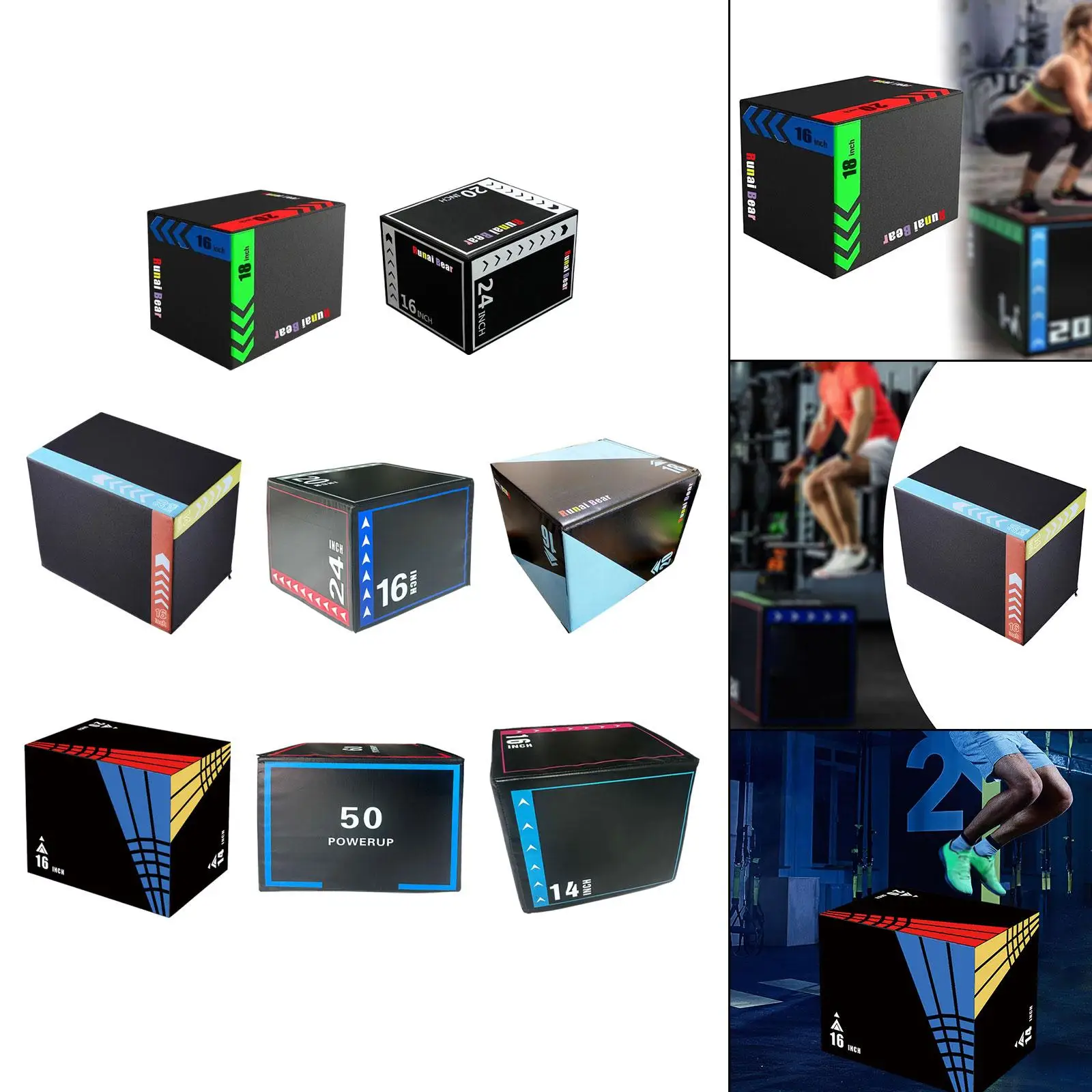 3 in 1 Plyometric Jumping Box Versatile Sweatproof Jumping Exercise Equipment Agility Box for Gym Home Fitness Workout Exercise