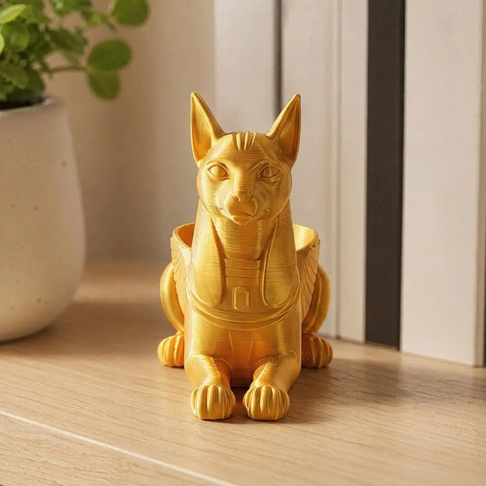 Cat Jewelry Holder Egyptian Cat Statue Desk Organizer 3d Printed Bastet Figurine with Storage Mythical Creature Home Office