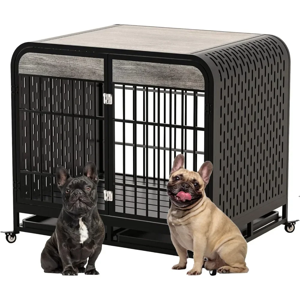 

Heavy Duty Dog Crate-Wooden Dog Cage Furniture with Tabletop for Small Medium Large Dogs-Decor Pet House Kennel with Removable