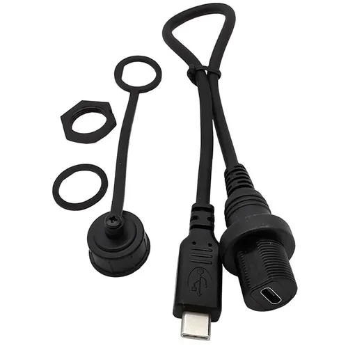 Imagen 2 del producto Cable tipo c a prueba de agua USB C macho a hembra Conector de montaje en panel Cable de extensión 30 cm USB-C Cable impermeable