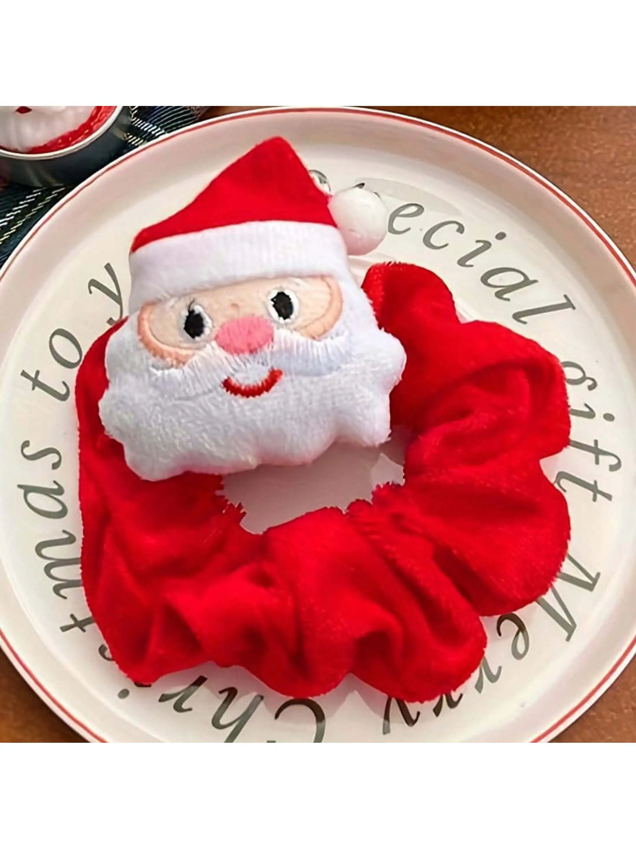 قطعة واحدة من ربطة شعر عيد الميلاد الاحتفالية - ربطة شعر بتصميم سانتا كلوز والرنة، ربطة شعر مرنة متينة لحفلات العطلات، يوميًا #3