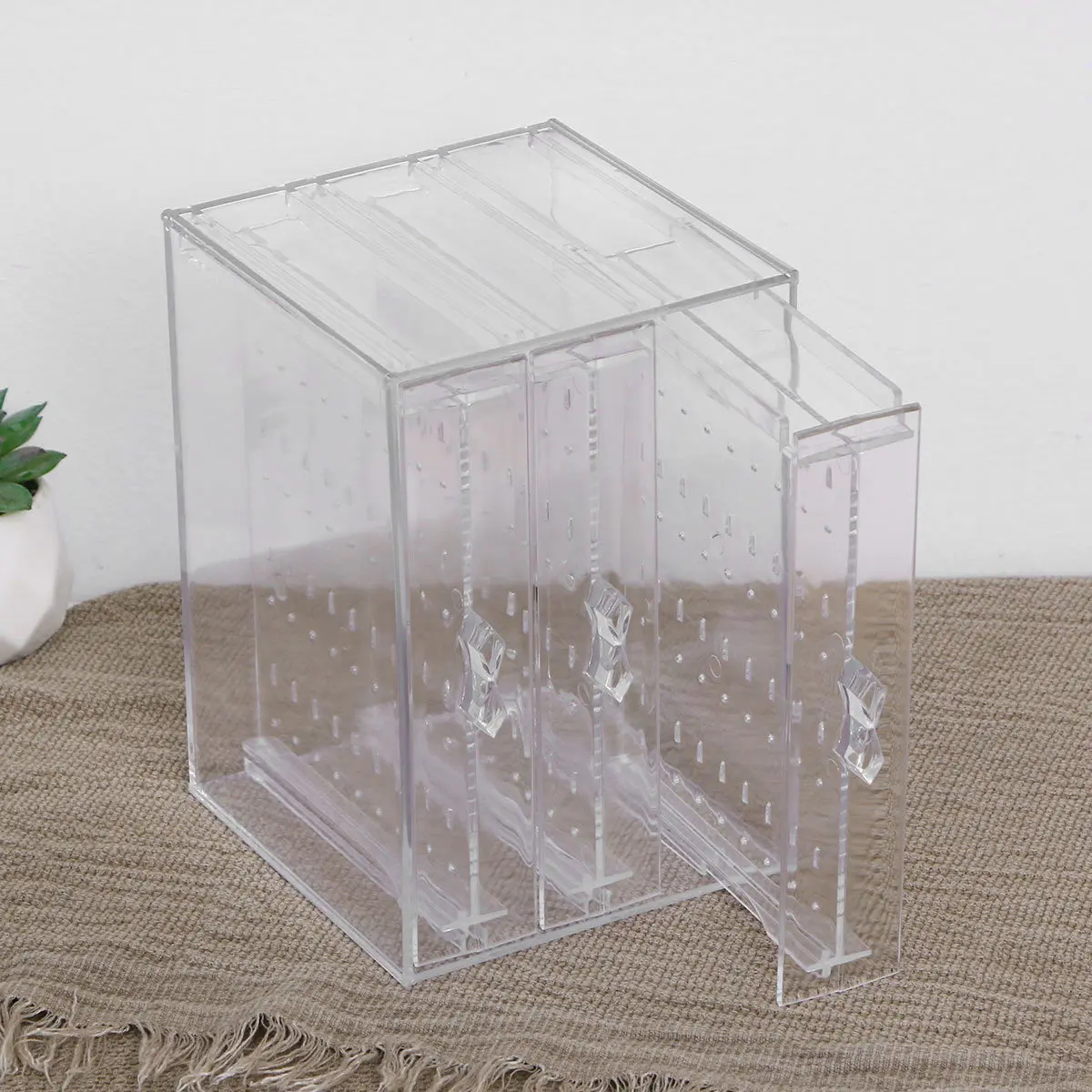 

Earrings Storage Container Premium Plastic Transparent Box with Individual Compartments Secure Layers for Studs Hoops Travel
