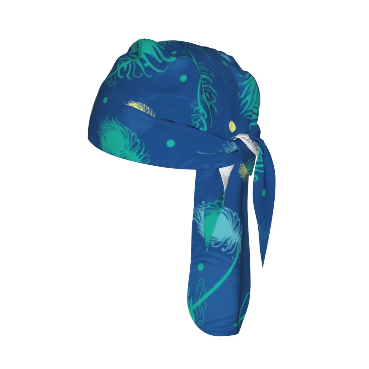 Flying Peacock Feathers Pattern Sport Running Hiking Sunscreen Hood Headwear Cycling Cap Quick Dry Pirate Hat