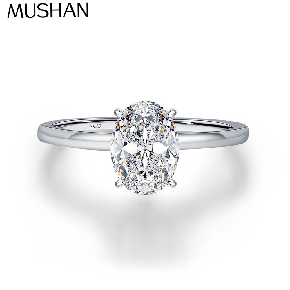 

MuShan Luxury Jewelry 925 Sterling Silver Ring VVS Moissanite Elegant Ring for Fiancee 18K Real Gold Plated MST Patent Jewellery