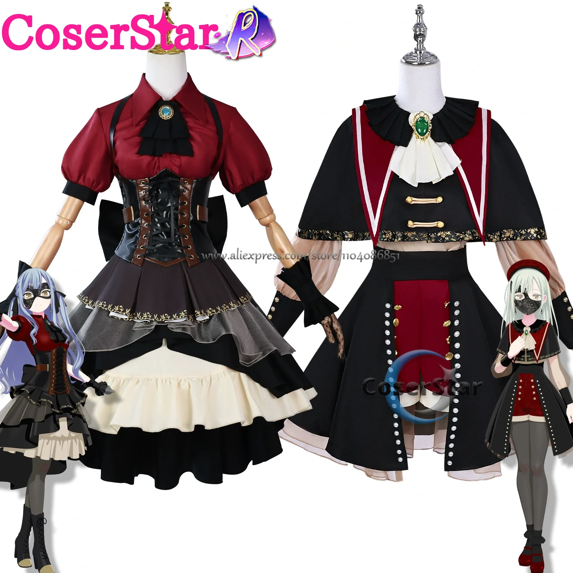 

Sakiko Togawa Wakaba Mutsumi Cosplay Anime BanG Dream Ave Mujica Oblivionis Mortis Cosplay Costume Role Play Party Dress Uniform