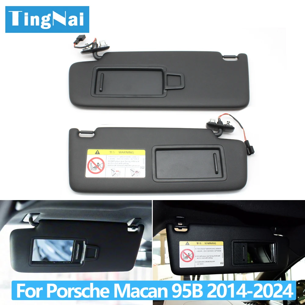 LHD noir voiture gauche droite pare-soleil visière panneau maquillage cosmétique miroir couverture pour Porsche Macan 2014-2024 95B857551 95B857552