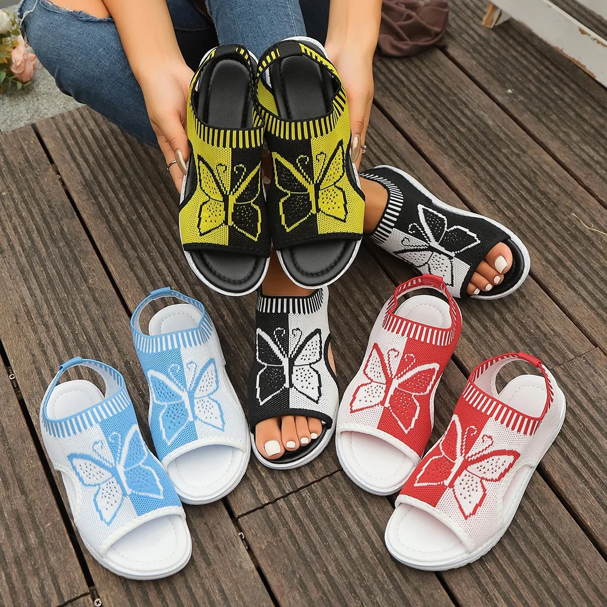 New Women's Shoes Summer Roman Flat Sandals Mesh Casual Wedge Low Heels Beach Platform Shoe Sports Comfort