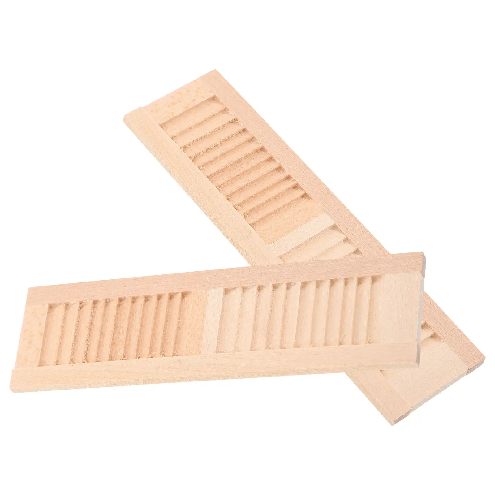 2Pcs DIY Tiny Shutters Made of Premium Wood Strong Long-Lasting for Mini House Decoration Desktop Scene Building Natural Style