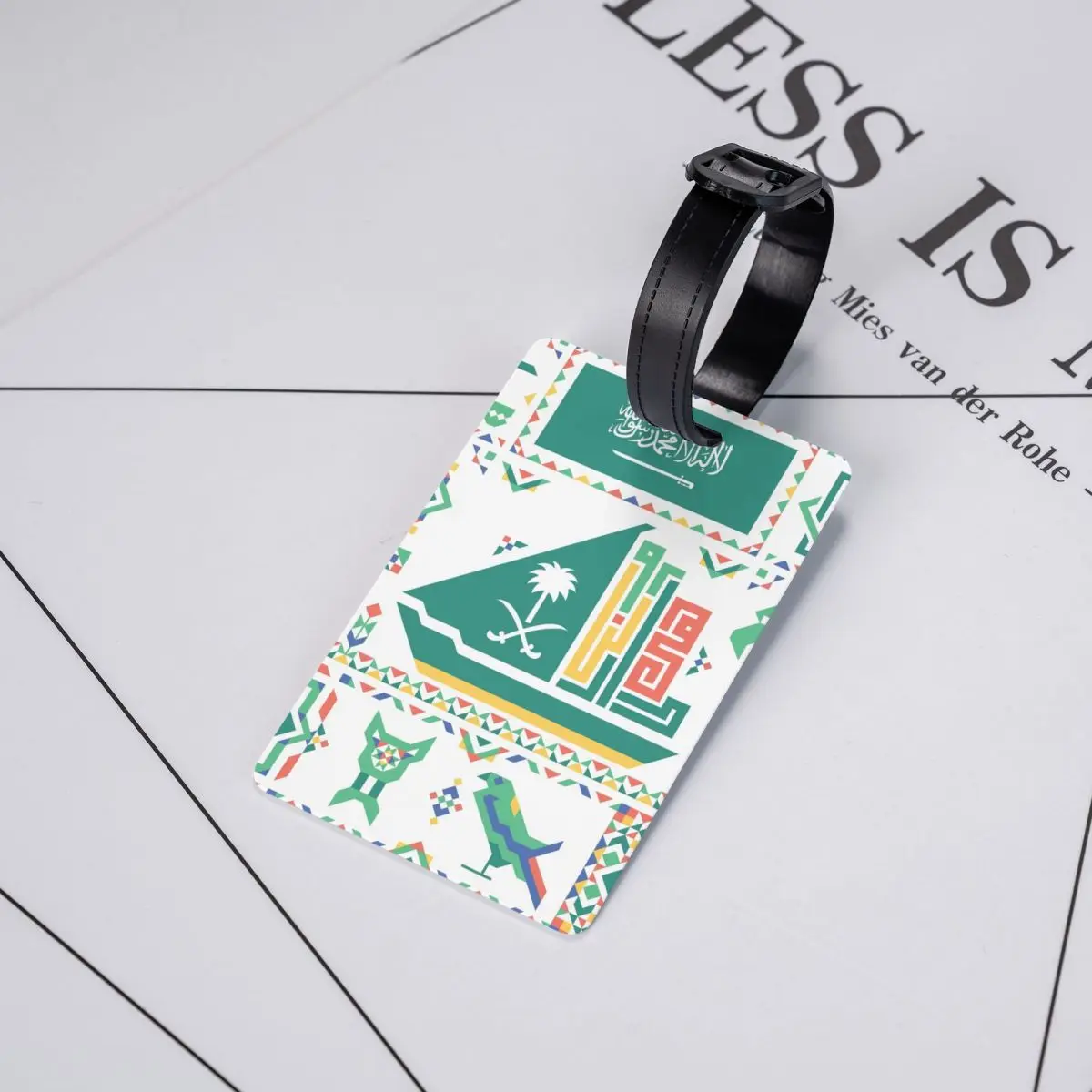 Custom Arabic Calligraphy Emblem Saudi Arabia Flag Luggage Tag Privacy Protection Baggage Tags Travel Bag Labels Suitcase