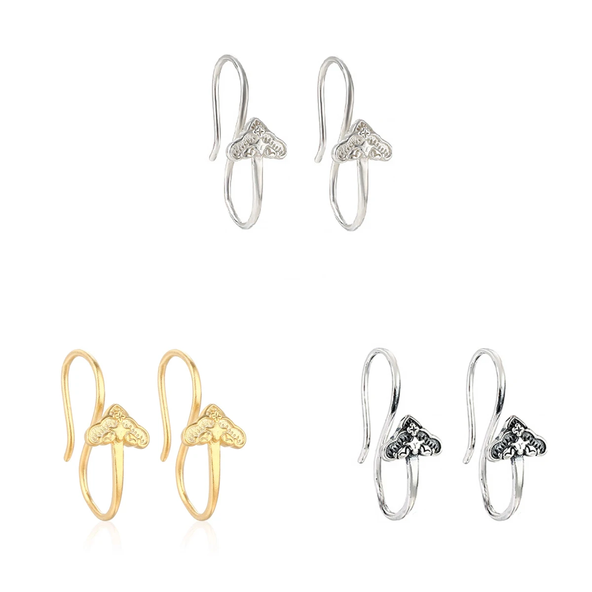 

925 Sterling Silver Classic Retro Style Ear Hook,Peace Buckle DIY Earrings Charm Jewelry Making Accessory