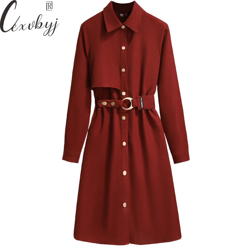 

Autumn Long Sleeve Shirt Dress Women Korean Peter Pan Collar Elegant A-Line Dress Slim Waist Single Breasted Bodycon Dress S-2xl