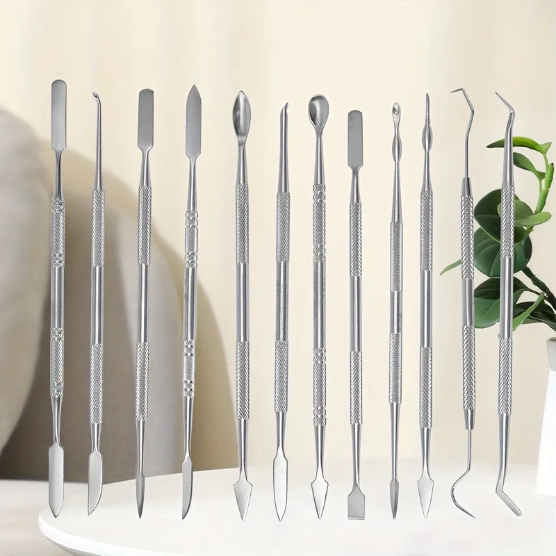 12Pcs Dual Head Wax and Clay Sculpting Tools Stainless Steel Modeling Kit for Jewelry Making Art Craft Shaping Carving