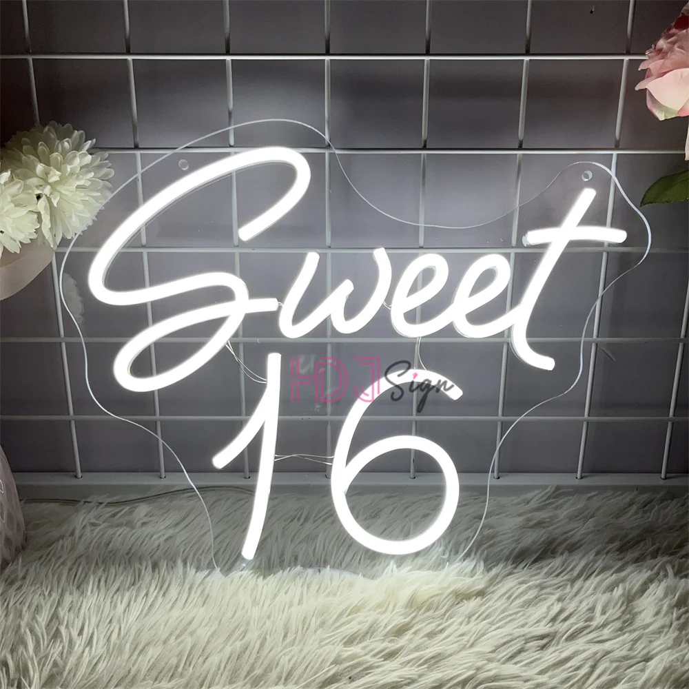 16歳の子供のためのネオンledサイン壁の装飾誕生日パーティーの装飾部屋の看板