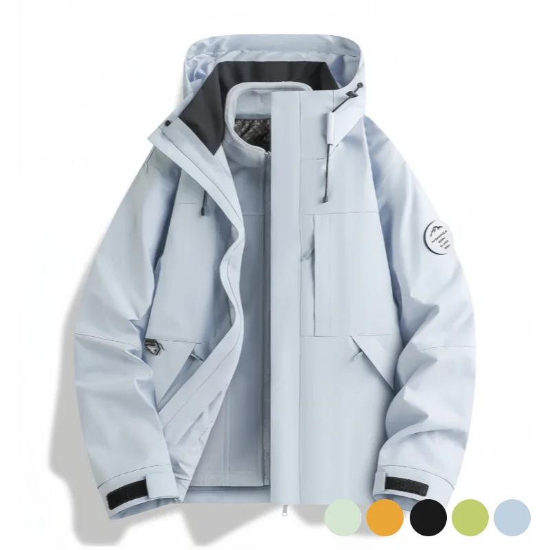Three-In-One Jacket for Men and Women, Detachable Inner Lining, Graphene Heat-Retaining, Fleece-Lined and Thickened, Windproof and Waterproof Outdoor Mountaineering Clothing