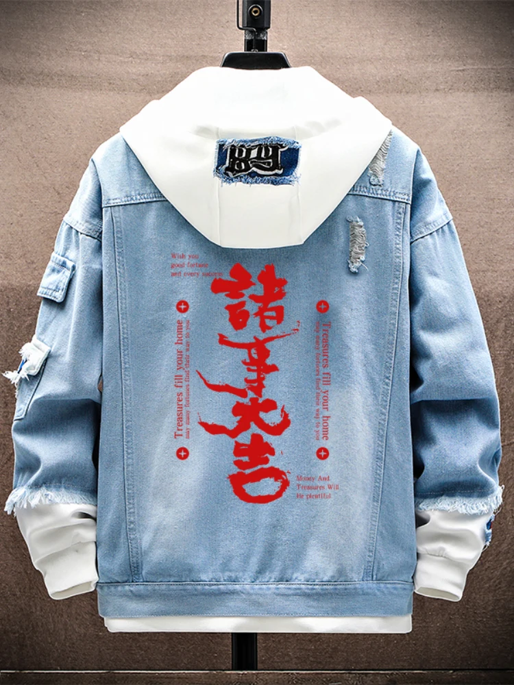 

Casual Loose Men's Denim Jaet Sli Autumn Spring Kuing Trendy Brand New Faionable Jaet Youth ular Long Sve Cot...