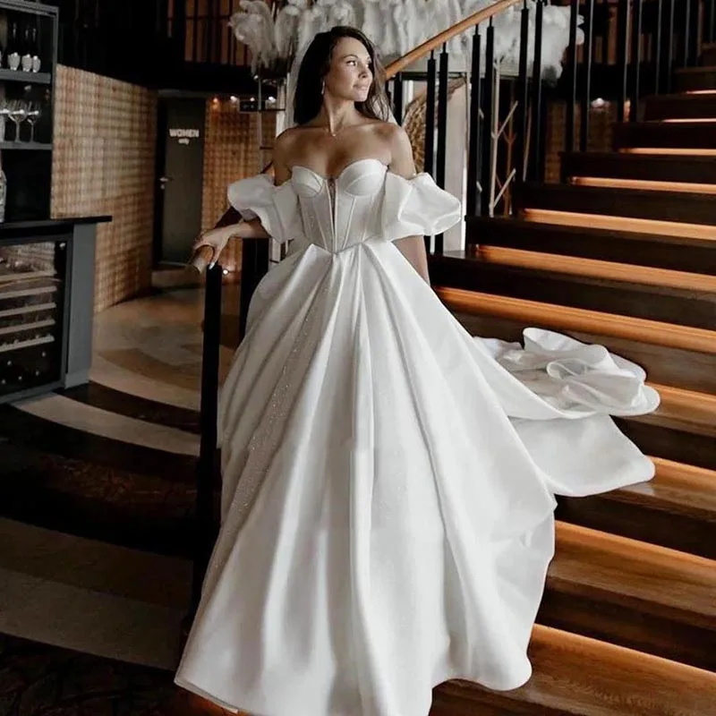 Robe de mariée en satin à col en V et manches courtes, corset à paillettes, robes de mariée princesse Sofia, optique élégante, tout ce que vous voulez, nouveau, 2023