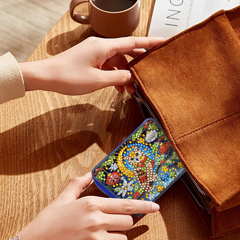 

DIY Diamond Art Diamond Dot Card Pack 5D Diamond Painting Coin Pouch Gift (Owl)