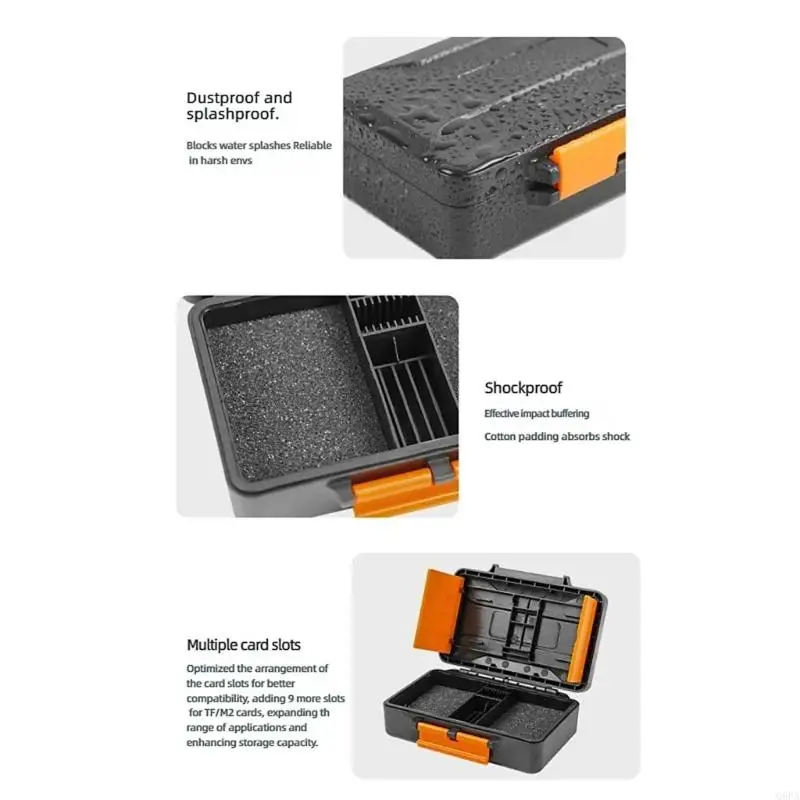 Q6PA Camera Battery and Card Case, ABS Hard Shell Storage Box with Cushioned Interior and Front Tab for Travel Carry and Daily