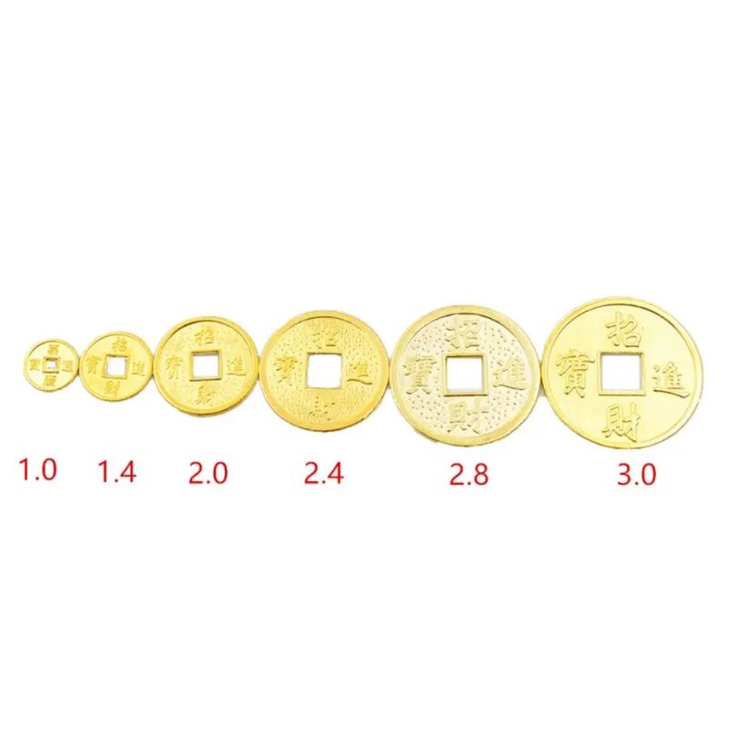 2.8CM Golden Chinese Ancient Feng Shui Lucky Coin Good Fortune Dragons Antique Wealth Money For Home Crafting Collection Gift