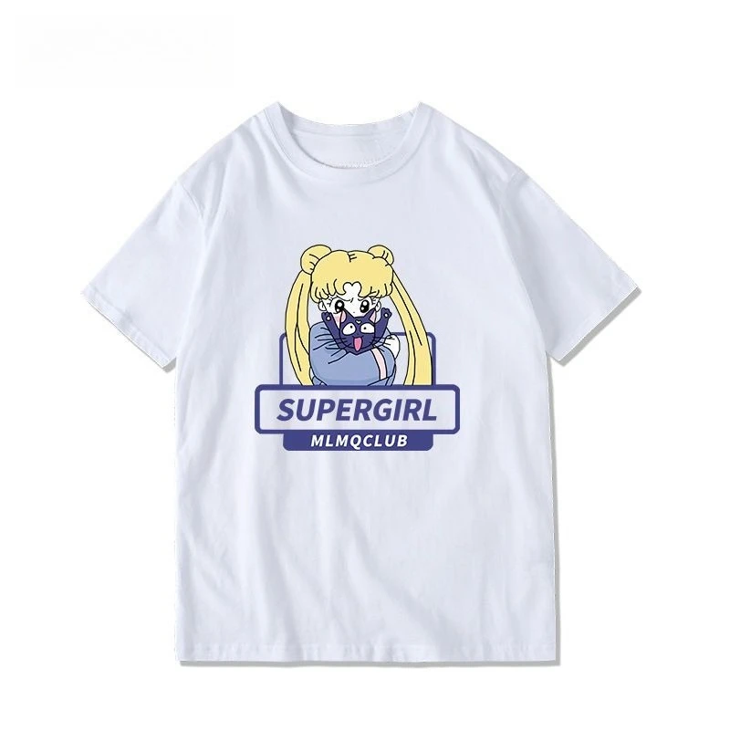 Sailor Sailor Sailor Moon Luna Casual Print Trendy T-shirt Summer Youth Pure Cotton Men's and Women's Short Sleeves