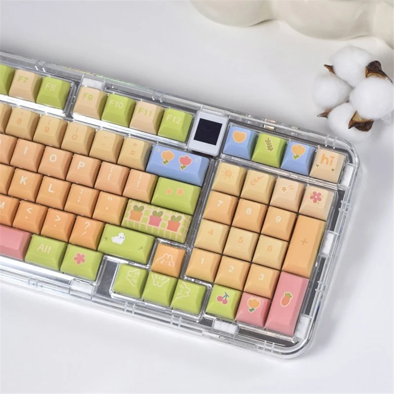 KCA Profile Cute Blooming Flower Keycaps PBT 140 Keys Dye Sublimation With 6.25U 7U Spacebar For Cherry Mx Mechanical Keyboard