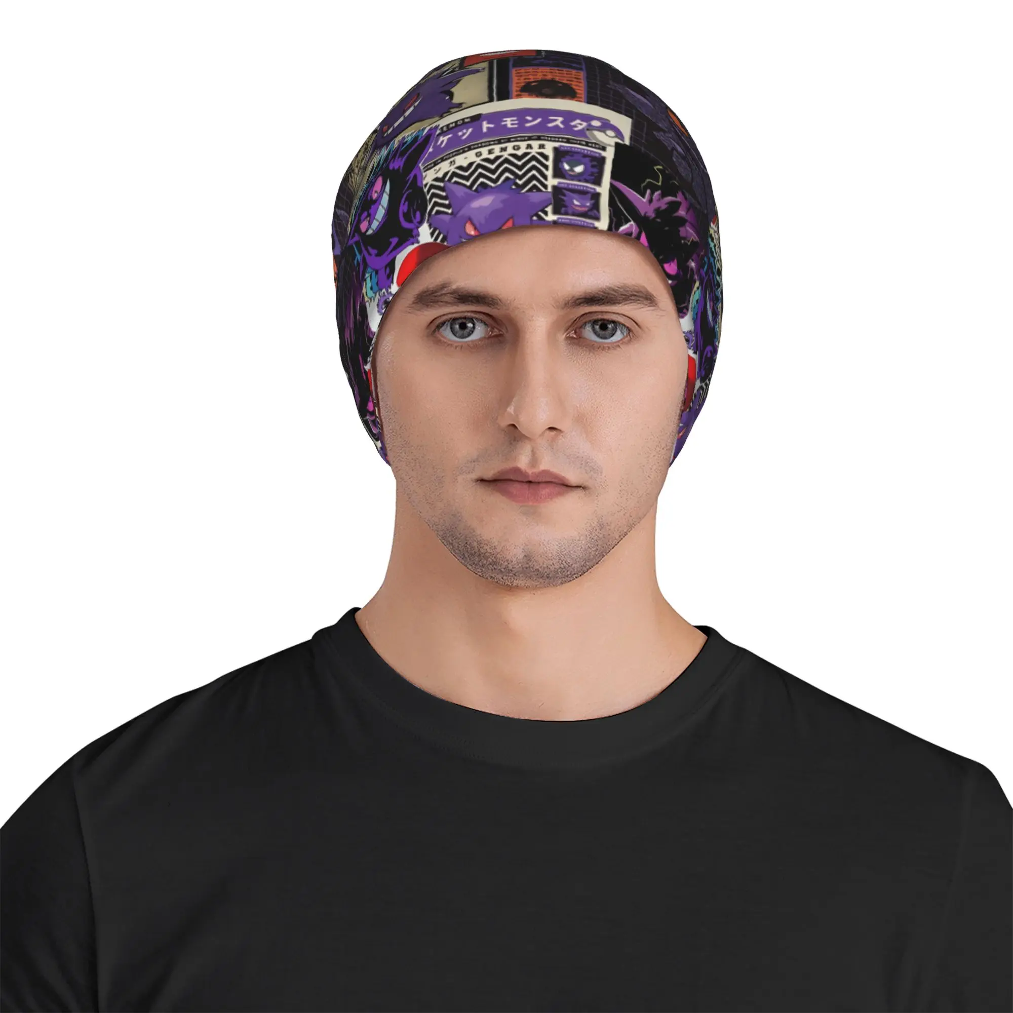 Pokemon Gengar Crack Texture Hat Thin Caps Men Women  Skullies Beanies Ski Caps Soft Bonnet Hats