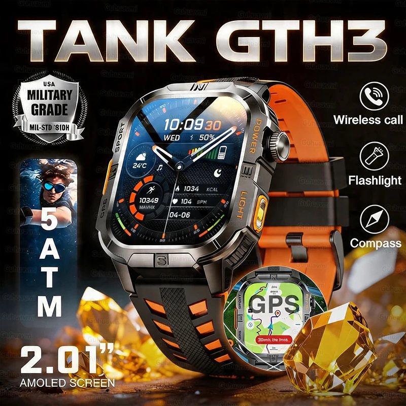 

TANK New GPS Map Navigation Smart Watch Men Women AMOLED Screen 5ATM Waterproof Sport Clock Outdoor Compass Military Smartwatch