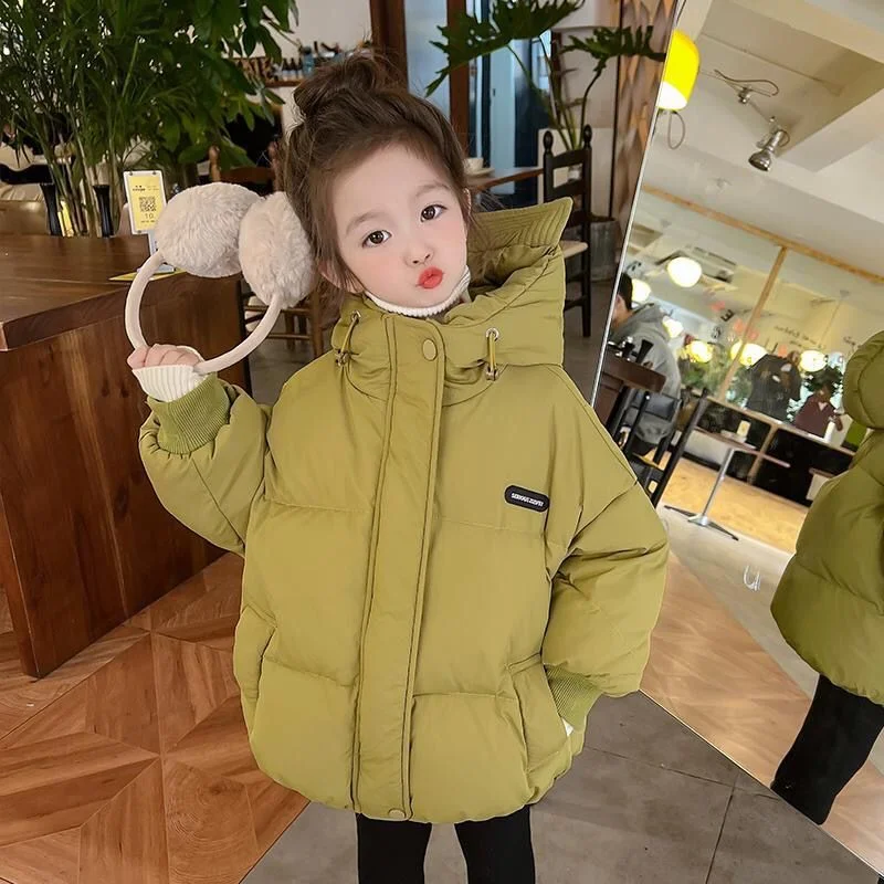 Girls Down Coat Jacket Cotton Windbreak Snowsuit 2023 Green Warm Thicken Winter Parka Outerwear Children's Clothing