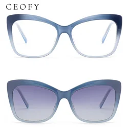 Ceofy Women Glasses Frame Driving Polarized Magnetic Clip On Cat Eye Optical Myopia Eyewear Women Prescription Glasses Frame