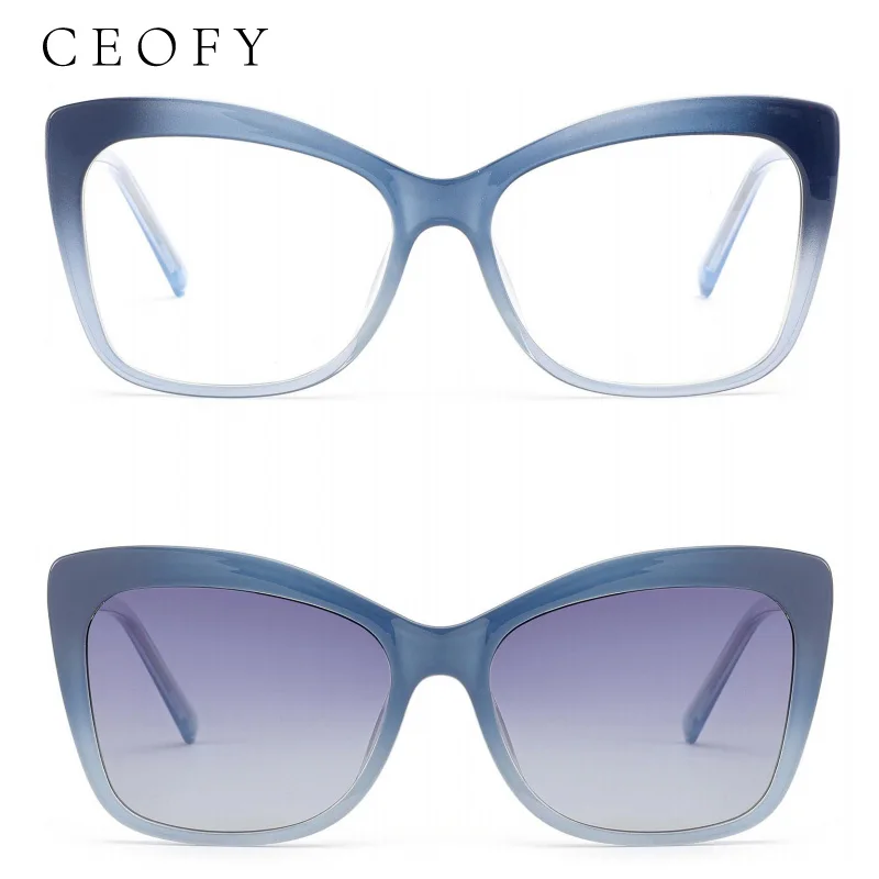 Ceofy Women Glasses Frame Driving Polarized Magnetic Clip On Cat Eye Optical Myopia Eyewear Women Prescription Glasses Frame