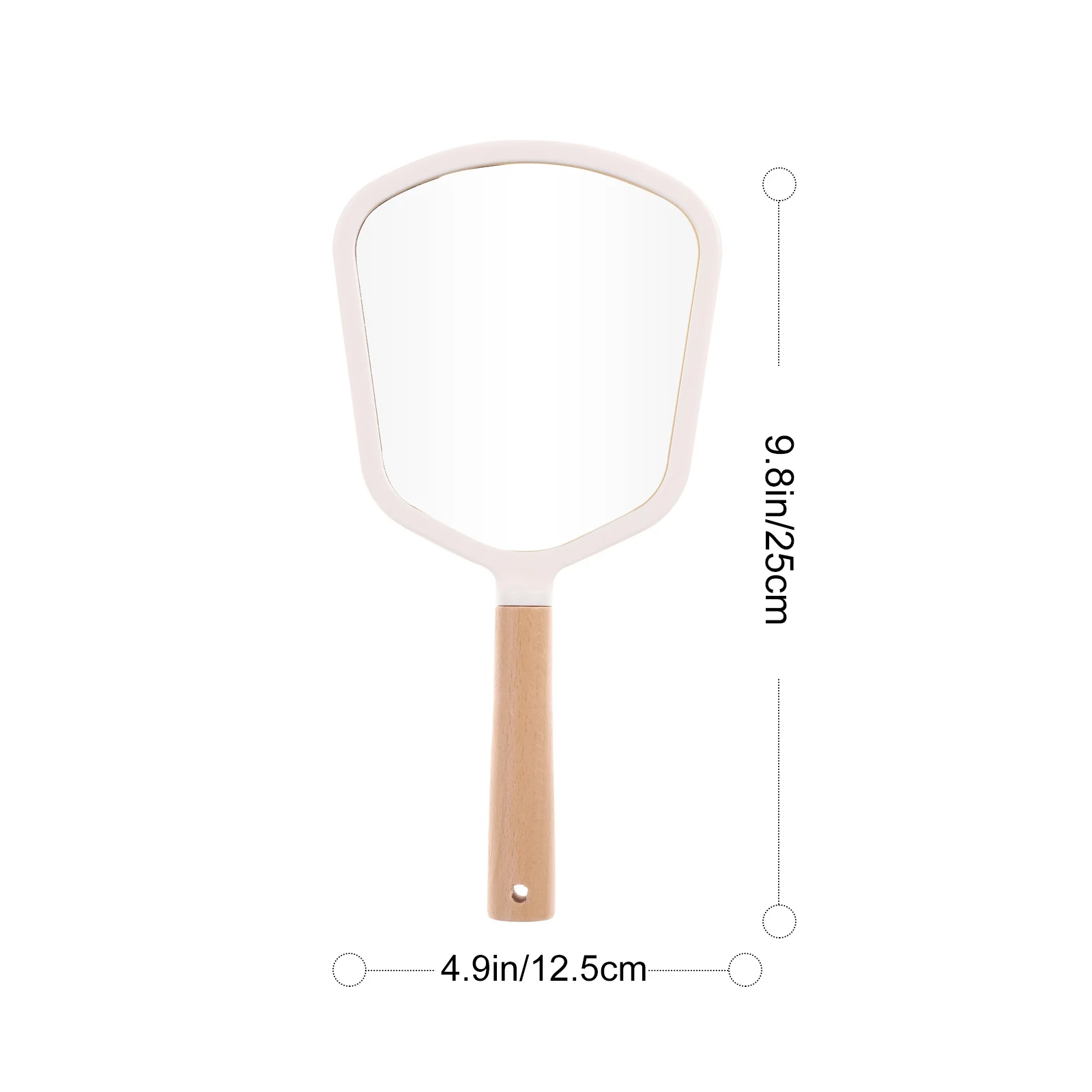 1 pc Solid Wood Makeup Mirror Portable Handheld Mirror For Travel Daily Use High Definition Elliptical Shape Makeup