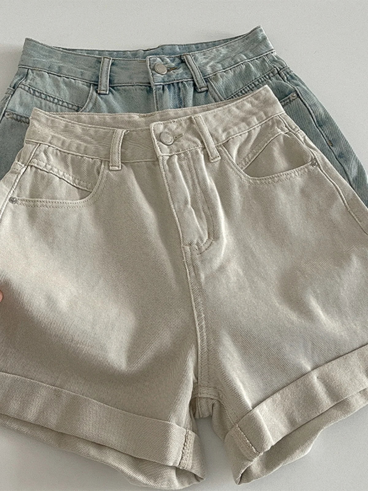 

High Waist Wide Leg Jeans ort Pants Spring Summer New Korean Sle Women's Faion Light Color Loose Casual Turn up Cuff