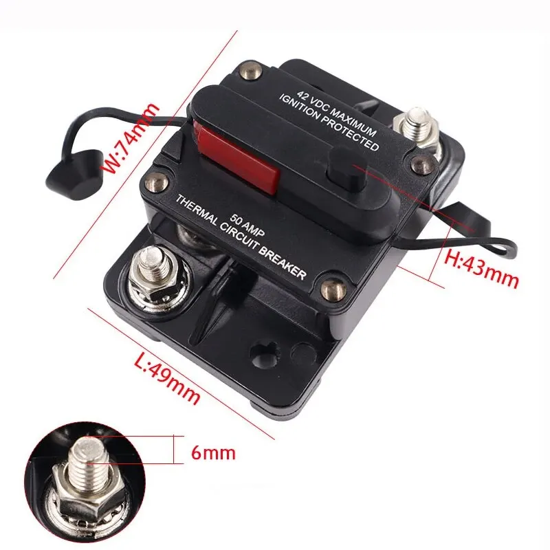 Insurance Seat Switch Overload Protection High and Low Temperature High Current Audio Fuse Seat RV Yacht Circuit Breaker 1PC