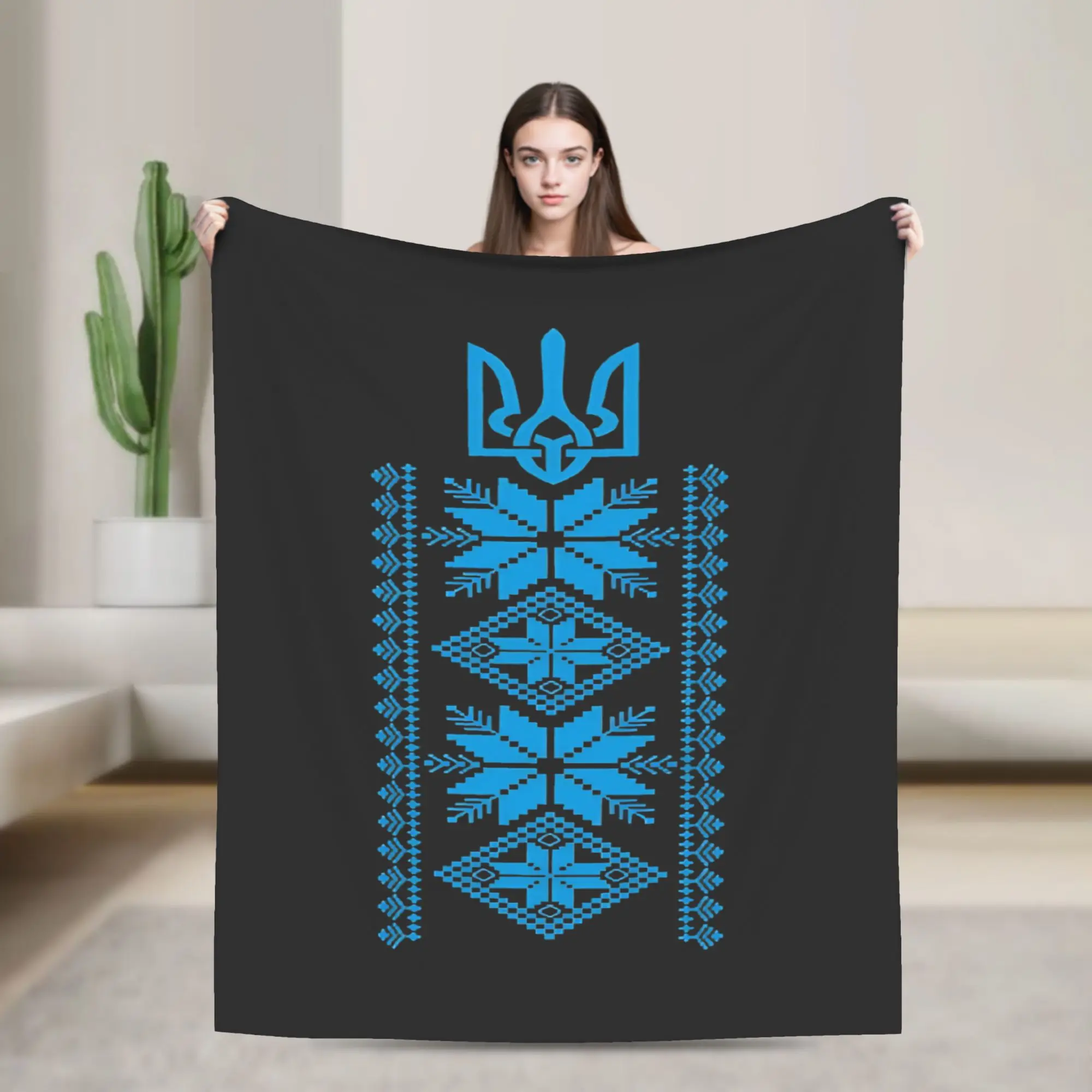 Ukrainian Vyshyvanka Blanket  Warm Soft Novelty Plush Throw Blanket For Girls Boys Couch Chair Sofa Flannel Bedspread Bed Cover