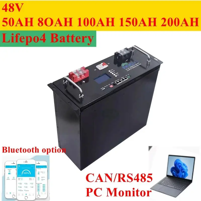 

48V 50Ah 100AH 120Ah 150Ah 200Ah Lifepo4 Lithium Battery Bluetooth BMS For Solar System Hybrid Inverter 2000W 5000W 10KW