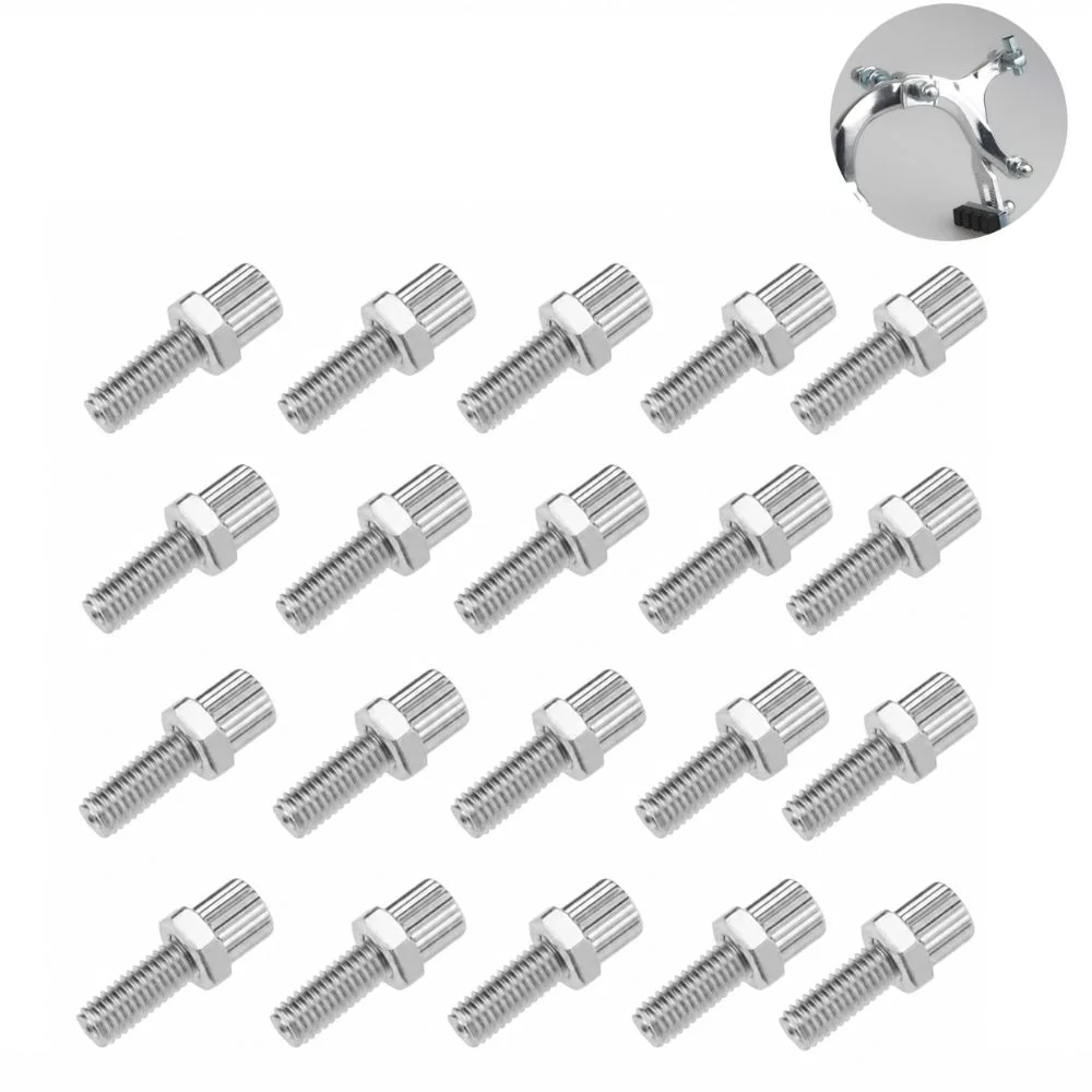 20pcs Galvanized Metal Brake Cable Adjuster Screw Silver M6 Thread M6 Brake Cable Adjuster Lightweight with Nut