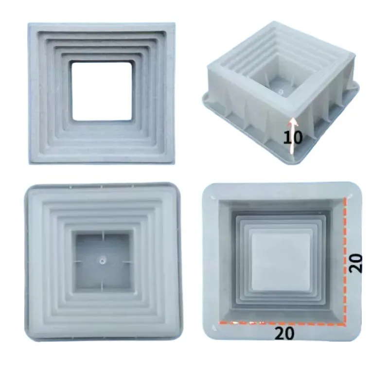 ABS Double Sided Cement Hollow Brick Mold 20x20x10cm Three Piece Composite Mold Wall Brick Decorative Wall Hollow Porous