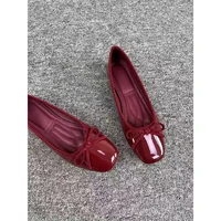 2026 New Women's Patent Leather Bow Ballet Flats, Square Toe Soft Sole Slip-on Casual Shoes for Spring Summer - Image 5