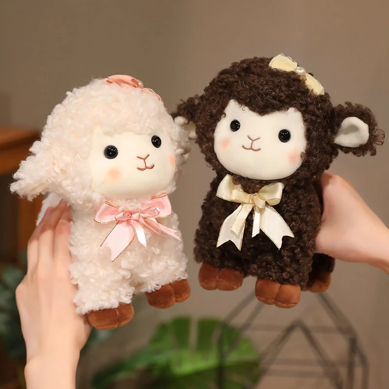 13-22cm Cute Cartoon Curly Hair Sheep Fluffy Simulation Lamb Plush Toy Cute Kawaii Animal Fluffty Doll Birthday Gift
