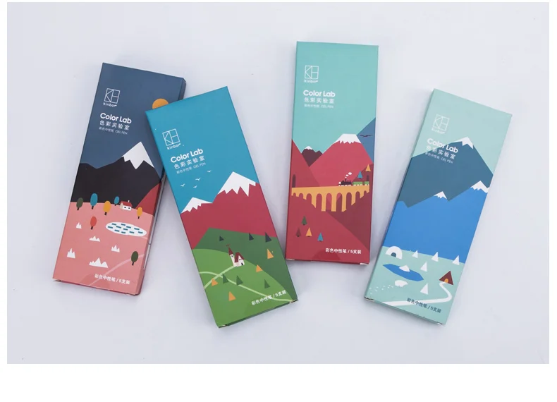 يوبين كينبور جل القلم معهد البحوث اللون خمسة حزمة انقر فوق المياه القلم 0.5 مللي متر قابلة للاستبدال المياه القائمة على قلم جاف للرسم قلم حبر جاف