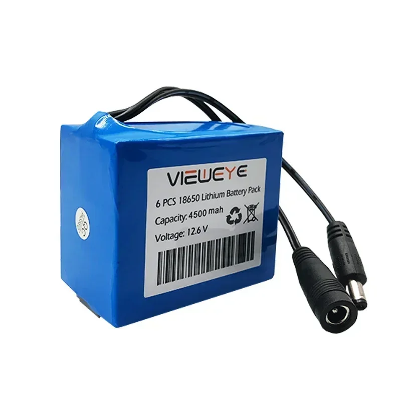 

2025 11.1v/12.6v 18650 Lithium Battery Pack 3s2p 12v 4500mAh Fish Detector Underwater Fishing Camera Indicator Portable Source