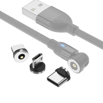 5/10 adet manyetik şarj portu mikro USB tip C telefon şarj kablosu Samsung Xiaomi için USB kablosu tel 540 derece Roating