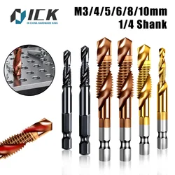 3/6Pcs Drill Bit Hex 1/4 InchShank Titanium Plated HSS Screw Thread Bit Screw Machine Compound Tap M3 M4 M5 M6 M8 M10 Hand Tools