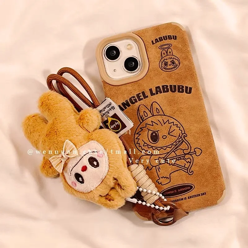 Popular Anime Labubu Leather Pattern Phone Case Cartoon Cute Suitable for New Apple iPhone 16 Promax/15 Pro/14 Plus/13/12