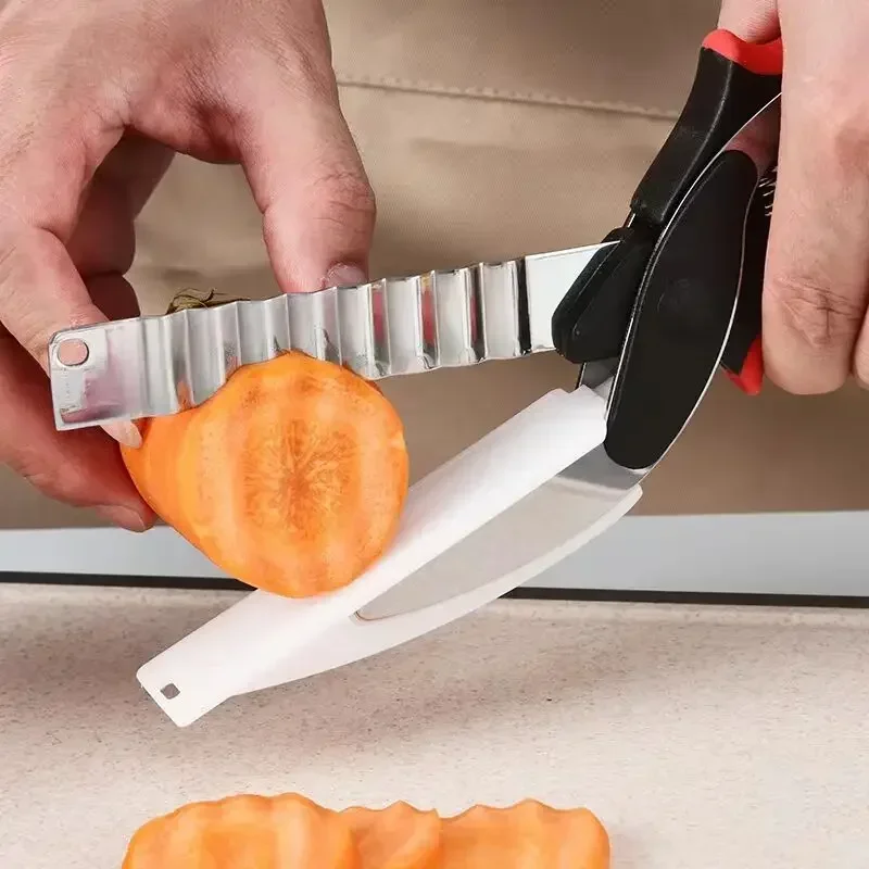 3-in-1 Vegetable Cutting Board, Household Kitchen Food Scissors, Detachable Storage, Replaceable Blades, Smart Cutting Set