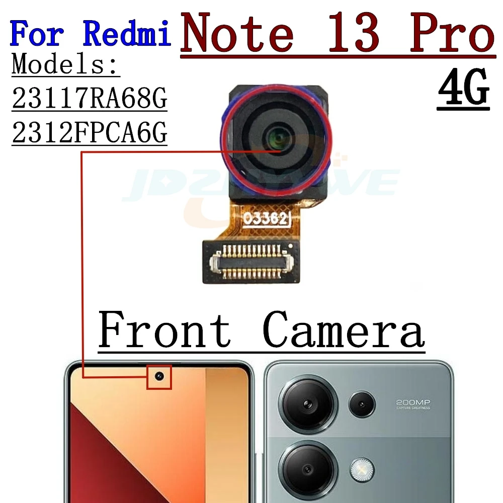 Rear Front Camera For Xiaomi Redmi Note 13 Pro 4G Back Selfie Frontal Backside Camera Module Flex Repair Spare Parts